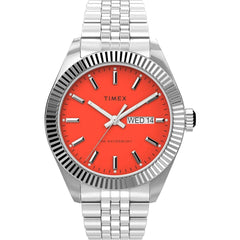 Timex Men's Watch - Waterbury Legacy Day-Date Orange Dial Steel Quartz | TW2V17900VQ