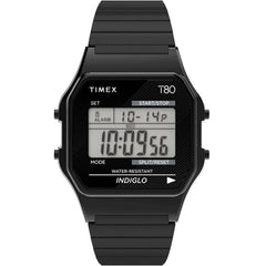 Timex Unisex Chronograph Watch - T80 Digital Dial Black Bracelet | TW2R67000YB