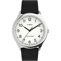 Timex Unisex Quartz Watch - Easy Reader White Dial Leather Strap | TW2U22100VQ