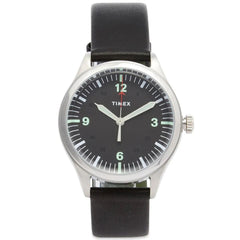 Timex Unisex Quartz Watch - Waterbury United Black Dial Leather Strap | TW2U74000LG