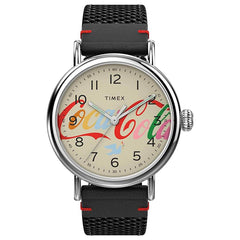 Timex Unisex Watch - Coca-Cola Unity Cream Dial Black Fabric Strap | TW2V26000JR
