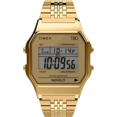 Timex Unisex Watch - T80 Yellow Gold Stainless Steel Bracelet Digital | TW2R79200