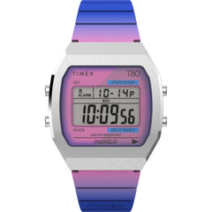 Timex Women's Digital Watch - T80 Date Display Purple and Grey Dial | TW2V74600YB