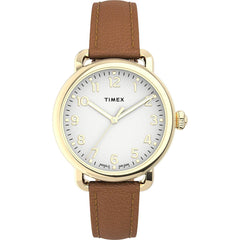 Timex Women's Quartz Watch - Standard Silver Dial Brown Leather Strap | TW2U13300VQ