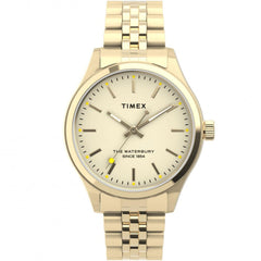 Timex Women's Quartz Watch - Waterbury Cream Dial Yellow Gold Bracelet | TW2U23200VQ