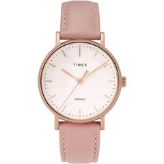 Timex Women's Watch - Fairfield Beige Dial Pink Leather Strap Quartz | TW2T31900