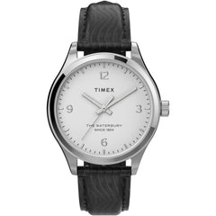 Timex Women's Watch - Waterbury White Dial Black Leather Strap Quartz | TW2U97700VQ