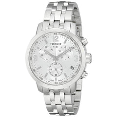 Tissot Men's Chronograph Watch - PRC 200 Silver Tone Dial Bracelet | T0554171103700