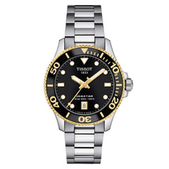 Tissot Unisex Watch - Seastar 1000 Quartz Black Dial Two Tone Case | T1202102105100