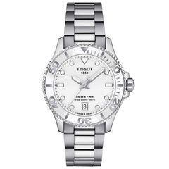 Tissot Unisex Watch - Seastar 1000 Quartz White Dial Grey Bracelet | T1202101101100