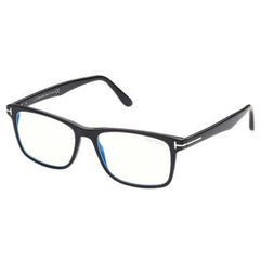 Tom Ford Men's Eyeglasses - Blue Block Lens Shiny Black Square Frame | FT5752-B 001
