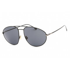 Tom Ford Unisex Sunglasses - Full Rim Shiny Black Metal Aviator Frame | FT0796 01A