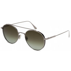 Tom Ford Unisex Sunglasses - Full Rim Shiny Light Ruthenium Metal Pilot | FT0826 14Q