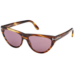 Tom Ford Women's Sunglasses - Amber-02 Violet Lens Havana Cat Eye Frame | FT0990 55Y