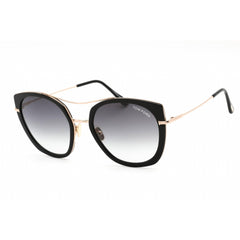Tom Ford Women's Sunglasses - Shiny Black Metal Frame Gradient Smoke Lens | FT0760 01B