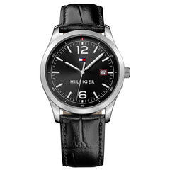Tommy Hilfiger Men's Quartz Watch - Black Dial Leather Strap | 1710350