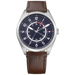 Tommy Hilfiger Men's Quartz Watch - Blue Dial Brown Leather Strap | 1791371