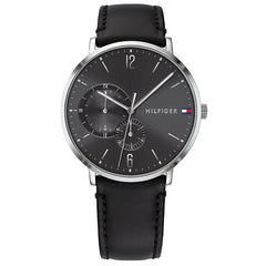 Tommy Hilfiger Men's Quartz Watch - Brooklyn Black Dial Leather Strap | 1791509