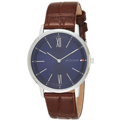 Tommy Hilfiger Men's Quartz Watch - Cooper Blue Dial Brown Leather Strap | 1791514