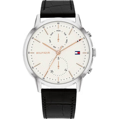 Tommy Hilfiger Men's Quartz Watch - Easton Date Beige Dial Leather Strap | 1710434