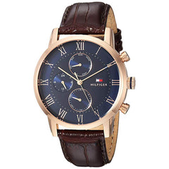 Tommy Hilfiger Men's Quartz Watch - Kane Blue Dial Brown Leather Strap | 1791399