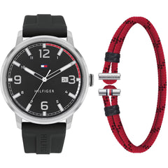 Tommy Hilfiger Men's Watch and Bracelet Set - Essentials Quartz Black Dial | 2770139