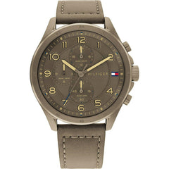 Tommy Hilfiger Men's Watch - Axel Dual Time Khaki Genuine Leather Strap | 1792005