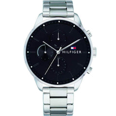 Tommy Hilfiger Men's Watch - Chase Black Dial Stainless Steel Bracelet | 1791485