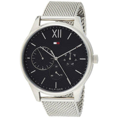 Tommy Hilfiger Men's Watch - Damon Black Dial Silver Tone Mesh Bracelet | 1791415