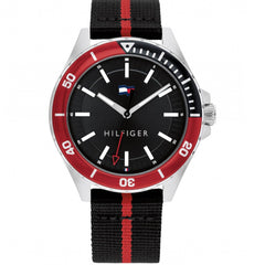 Tommy Hilfiger Men's Watch - Logan Fixed Bezel Black and Red Nylon Strap | 1792010