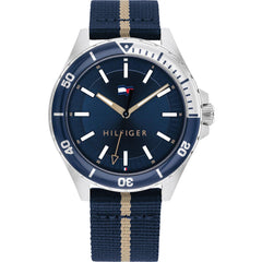 Tommy Hilfiger Men's Watch - Logan Fixed Bezel Blue and Beige Fabric Strap | 1792011