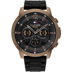 Tommy Hilfiger Men's Watch - Luca Day-Date Black Dial Silicone Rubber Strap | 1710491