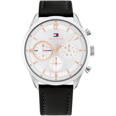 Tommy Hilfiger Men's Watch - Matthew Rose Gold and Silver Dial Black Strap | 1791941