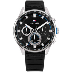 Tommy Hilfiger Men's Watch - Max Black and Silver Dial Rubber Strap Quartz | 1791971
