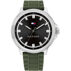 Tommy Hilfiger Men's Watch - Nelson Black and Silver Dial Silicone Strap | 1792021