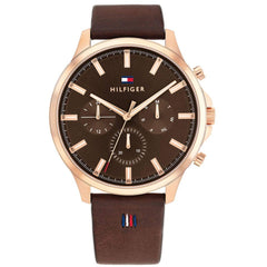 Tommy Hilfiger Men's Watch - Ryder Day-Date Brown Genuine Leather Strap | 1710497