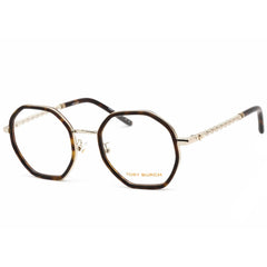 Tory Burch Women's Eyeglasses - Dark Tortoise Pale Gold Geometric Frame | 0TY1075 3337