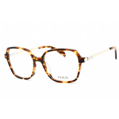 Tous Unisex Eyeglasses - Full Rim Shiny Brown Havana/Yellow Rectangular | VTOB33 0743