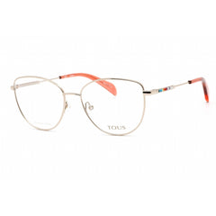 Tous Women's Eyeglasses - Full Rim Shiny Light Gold Metal Cat Eye Frame | VTO434V 0594