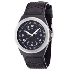 Traser 100163 Men's P5900 Type 3 Military Black Dial Black Textile & Leather Strap Watch