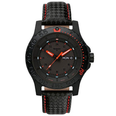 Traser 105502 Men's Professional Type 3 Red Combat Black Dial Black Leather Strap Dive Watch