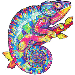 Unidragon Iridescent Chameleon Wooden Jigsaw Puzzle