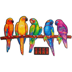 Unidragon Playful Parrots 5 in 1 Wooden Jigsaw Puzzle