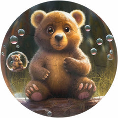 Unidragon Wooden Puzzle - Bubblezz Bear Lacquer Coating Easy Complexity, 30 Pieces