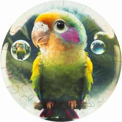 Unidragon Wooden Puzzle - Bubblezz Parrot Lacquer Coating Easy Complexity, 30 Pieces