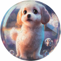 Unidragon Wooden Puzzle - Bubblezz Puppy Lacquer Coating Easy Complexity, 30 Pieces