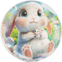 Unidragon Wooden Puzzle - Bubblezz Rabbit Eye Catching Easy Complexity, 30 Pieces