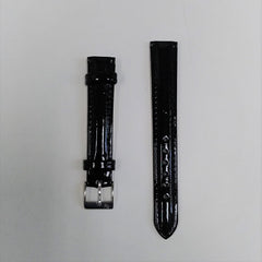 Unisex 16mm Black Faux Leather Watch Band