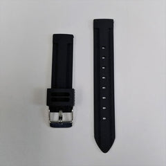 Unisex 16mm Black Silicone Rubber Watch Strap