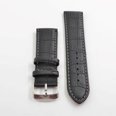 Unisex 19mm Black Textured Leather Watch Band